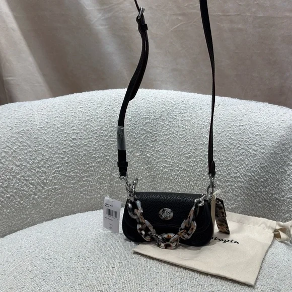 Limited Edition Coach Black Crossbody Dinky Bag with Tortoise Shell Chain Strap - Picture 6 of 6